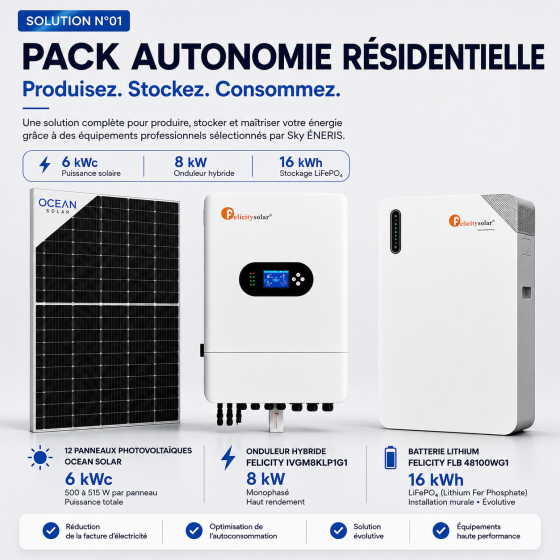 Pack Autonomie – Production et Stockage - 6 kWc + 16 kWh